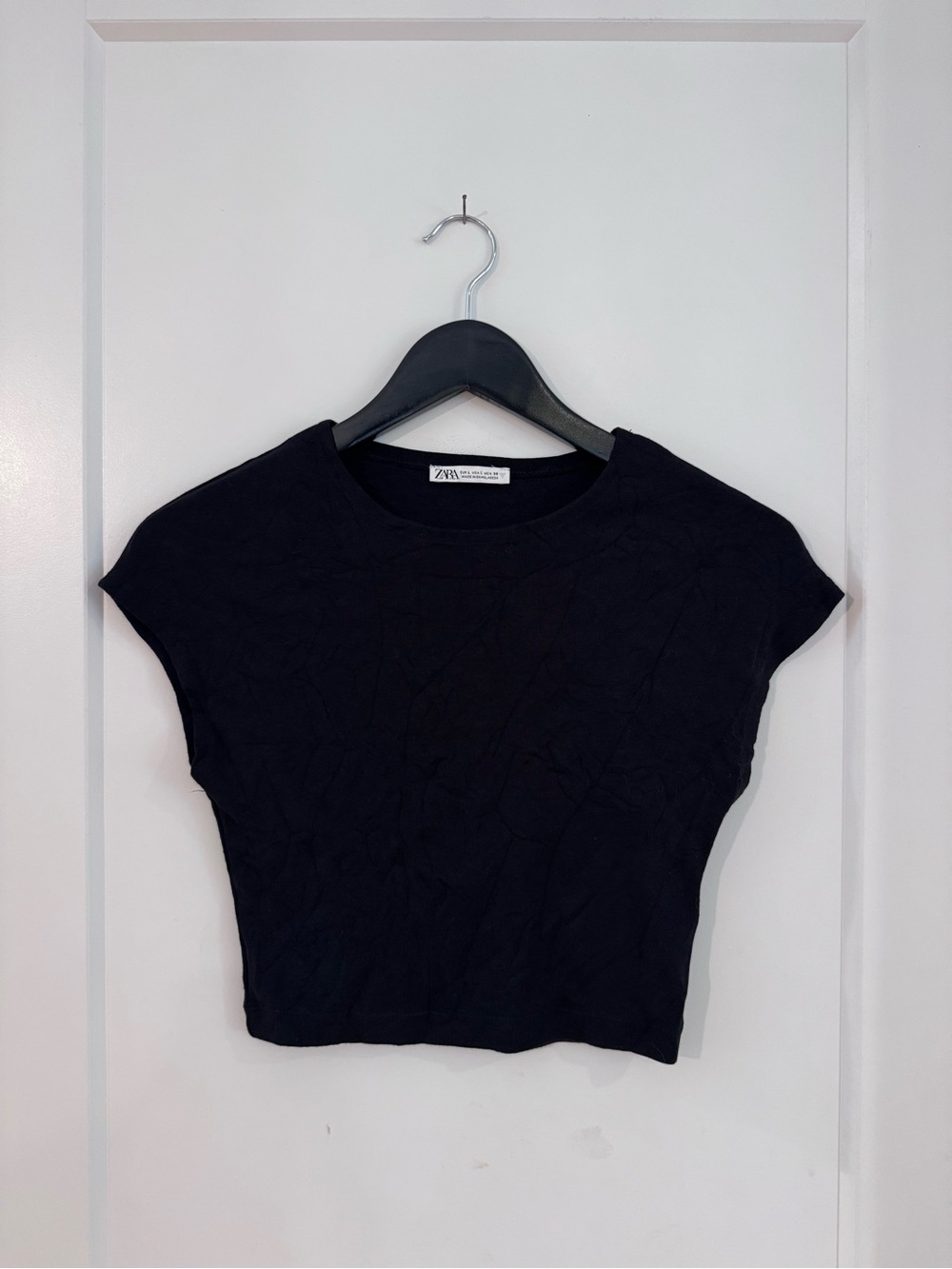 Zara Black Short Sleeve Crop Top